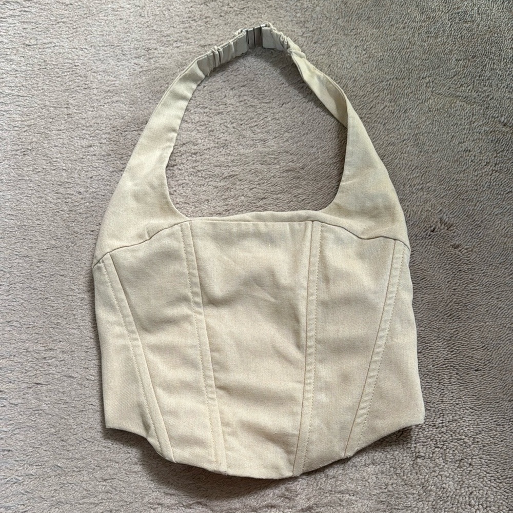 Cream Halter Corset Top